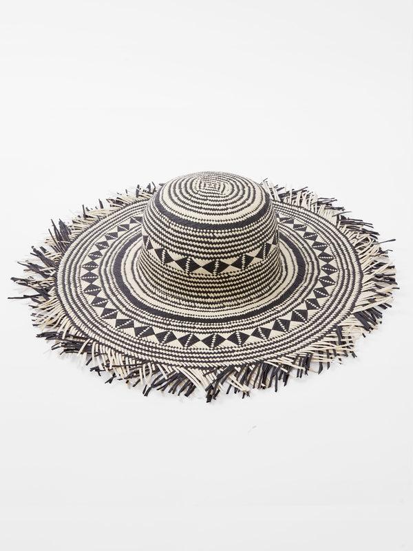 fcuk Straw Beach Hat Black/Cream