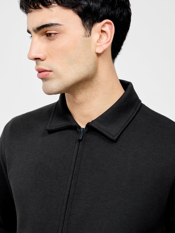 Fcuk Stretch Collared Zip Through Sweatshirt Black