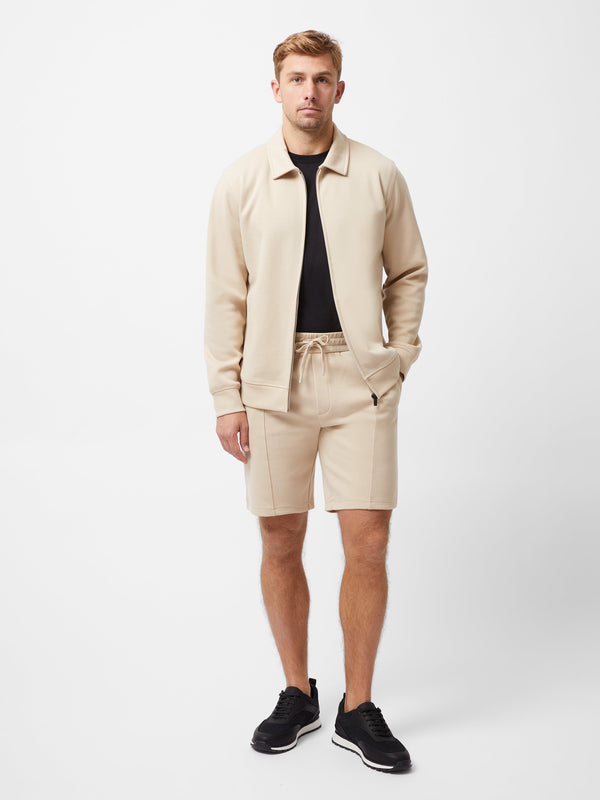 Fcuk Stretch Collared Zip Through Sweatshirt Sand