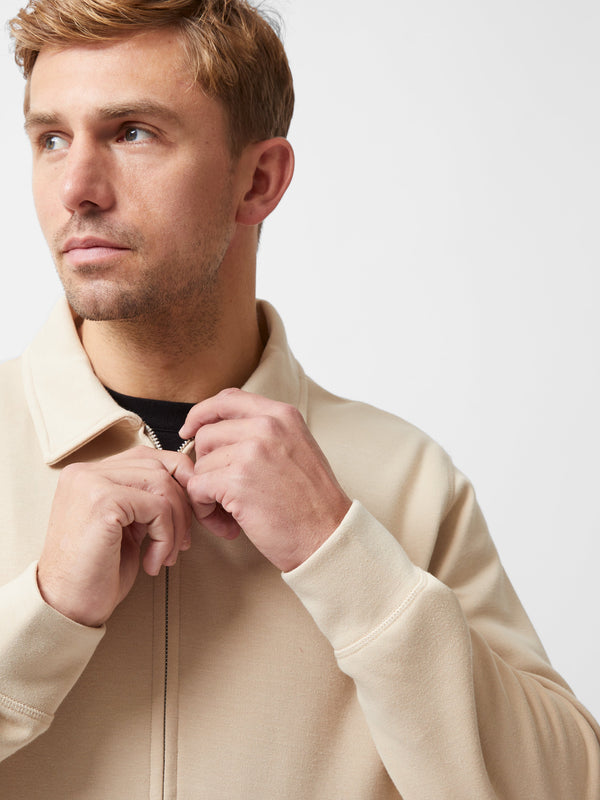fcuk Stretch Collared Zip Through Sweatshirt Sand