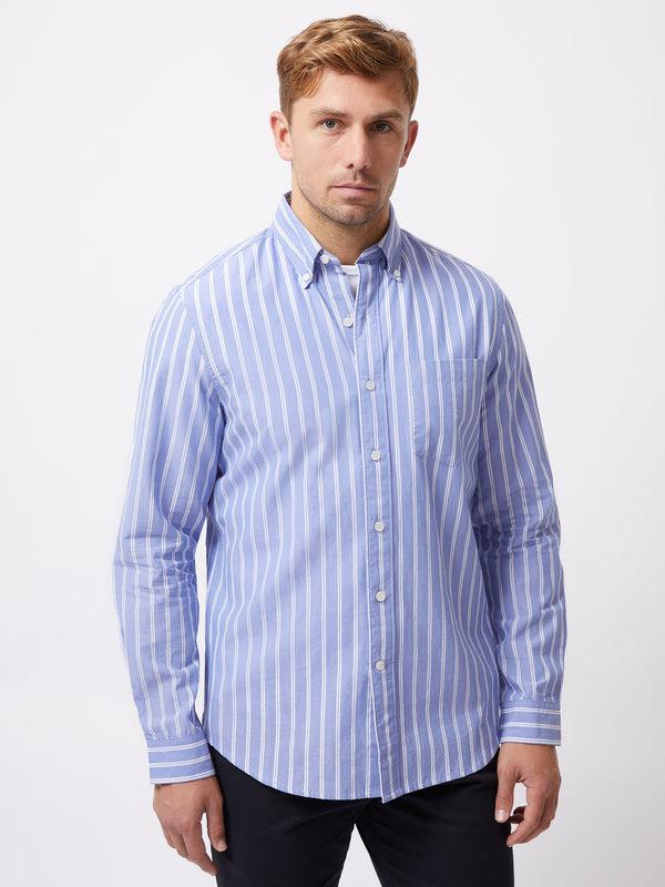 Fcuk Stripe Long Sleeve Pocket Shirt Blue/White