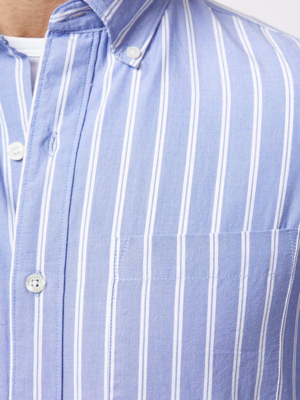 Fcuk Stripe Long Sleeve Pocket Shirt Blue/White