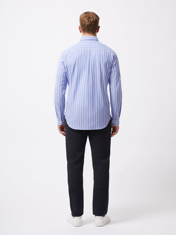Fcuk Stripe Long Sleeve Pocket Shirt Blue/White
