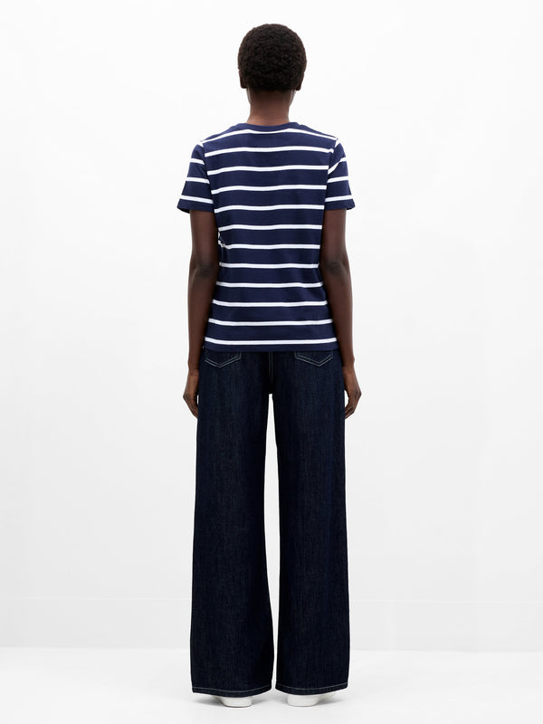 Fcuk Stripe Peached T-Shirt Midnight/Winter Wht