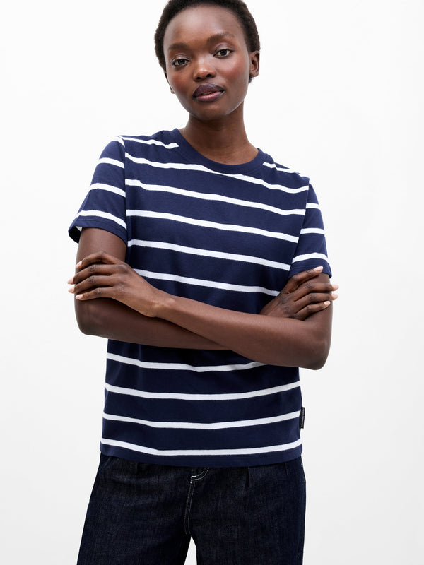 fcuk Stripe Peached T-Shirt Midnight/Winter Wht