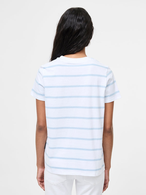 Fcuk Stripe Peached T-Shirt White/Cashmere Blue