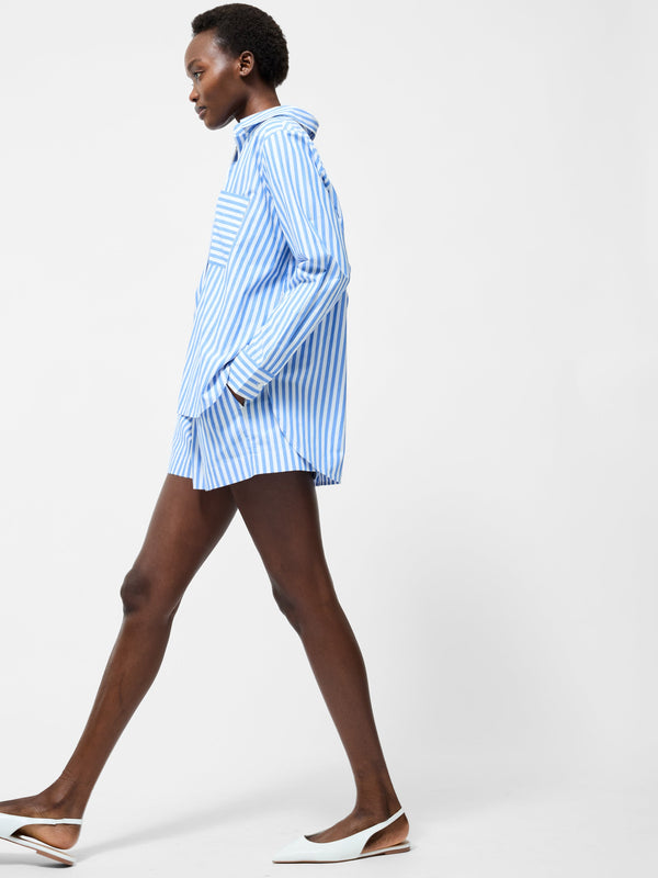 Fcuk Stripe Relaxed Popover Shirt Blue/White