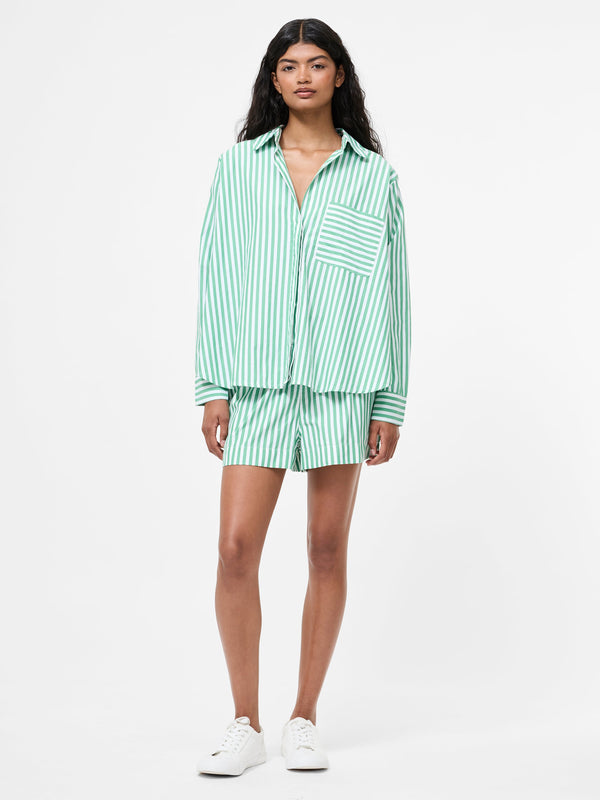 fcuk Stripe Relaxed Popover Shirt Jelly Bean/White