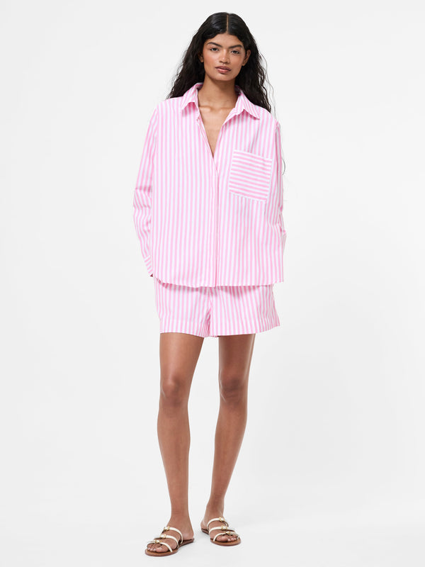 fcuk Stripe Relaxed Popover Shirt Pink/White