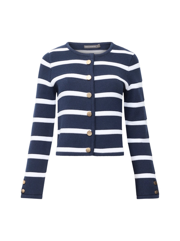 fcuk Striped Knitted Coatigan Midnight/White