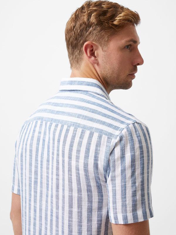 Fcuk Striped Short Sleeve Shirt White/Blue Stripe