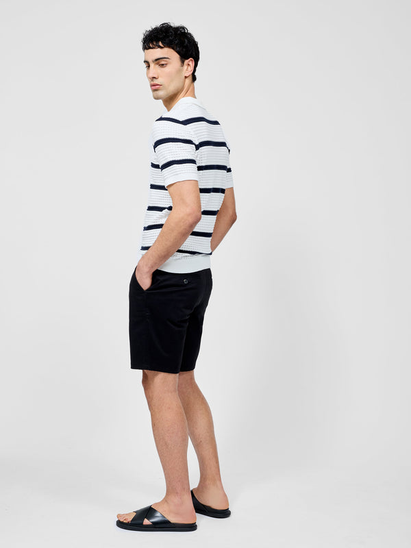 Fcuk Striped Textured Trophy Neck Shirt Ecru/Navy