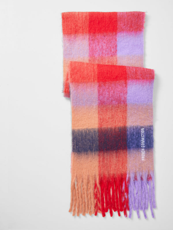 fcuk Super Soft Check Scarf Multi Red