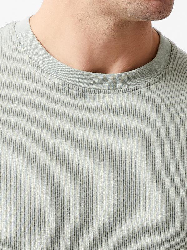 Fcuk Textured Long Sleeve T-Shirt Sage Green