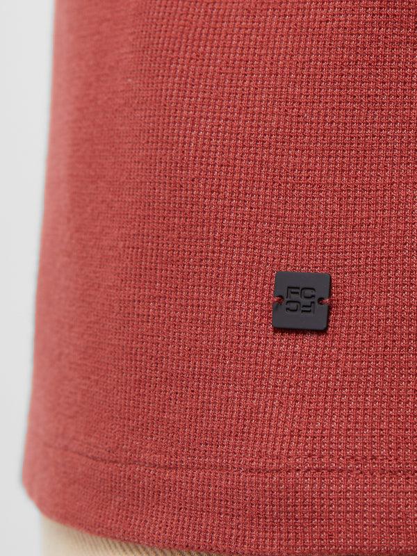 Fcuk Textured Short Sleeve T-Shirt Red Brick
