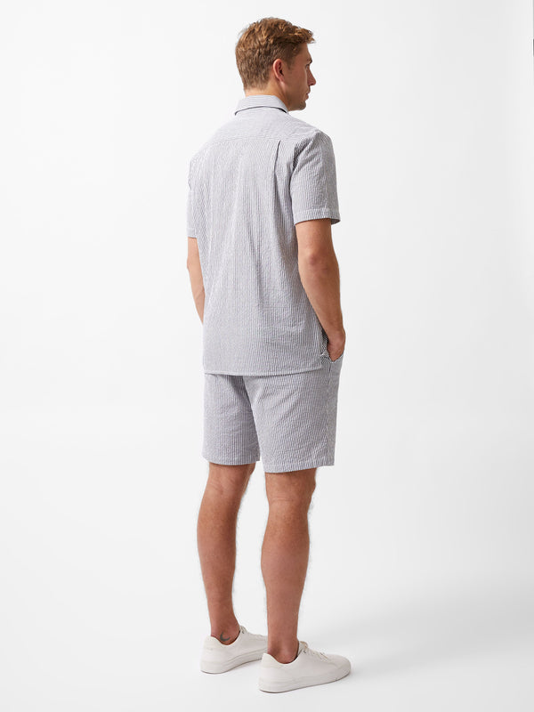 Fcuk Ticking Stripe Short Sleeve Shirt Navy/White