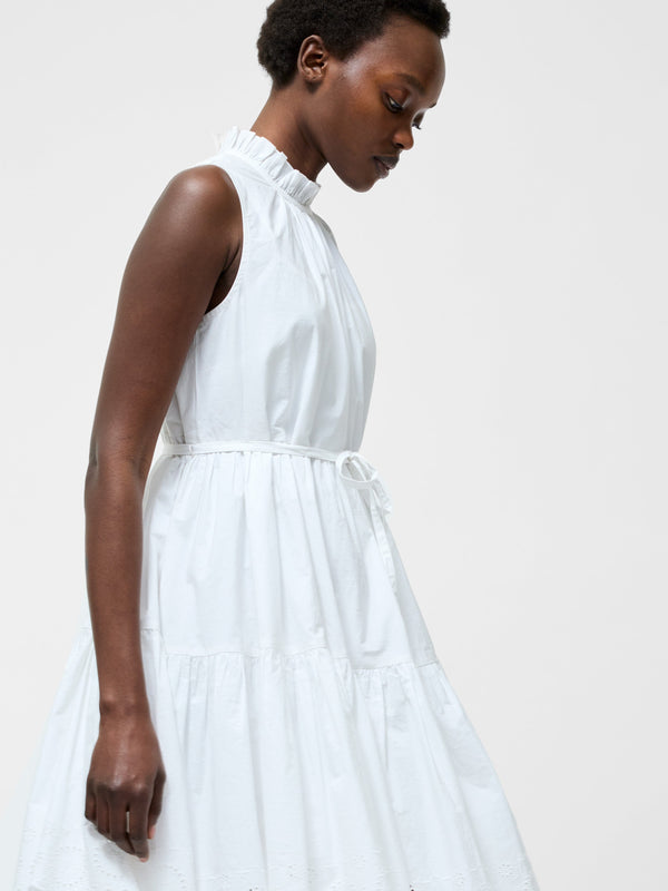 Fcuk Tiered Broderie Mix Dress White