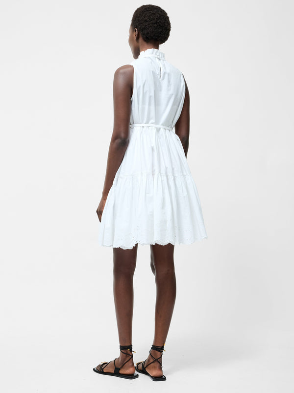 Fcuk Tiered Broderie Mix Dress White