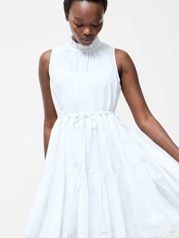Fcuk Tiered Broderie Mix Dress White