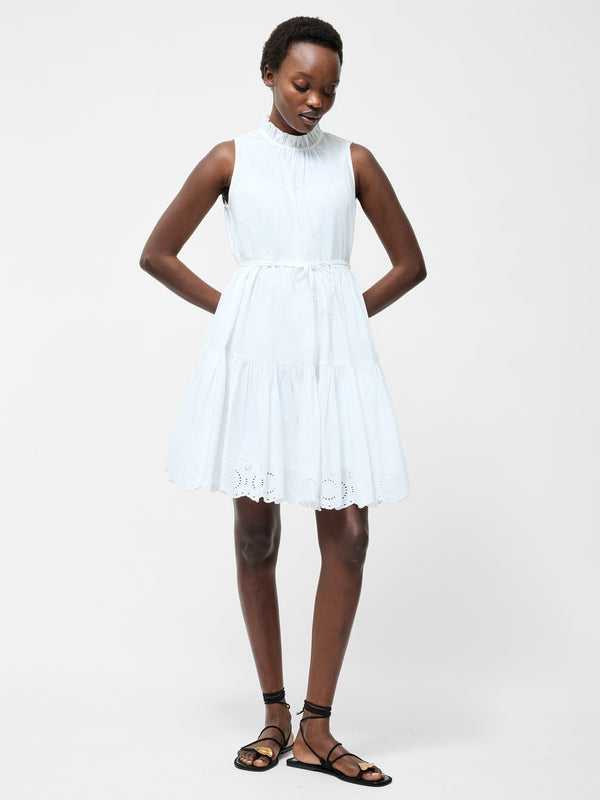 fcuk Tiered Broderie Mix Dress White