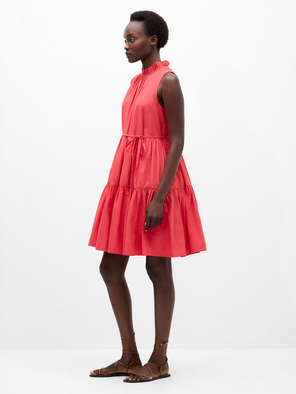 Fcuk Tiered Poplin Dress Cayenne Red