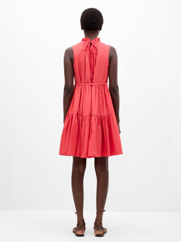 Fcuk Tiered Poplin Dress Cayenne Red