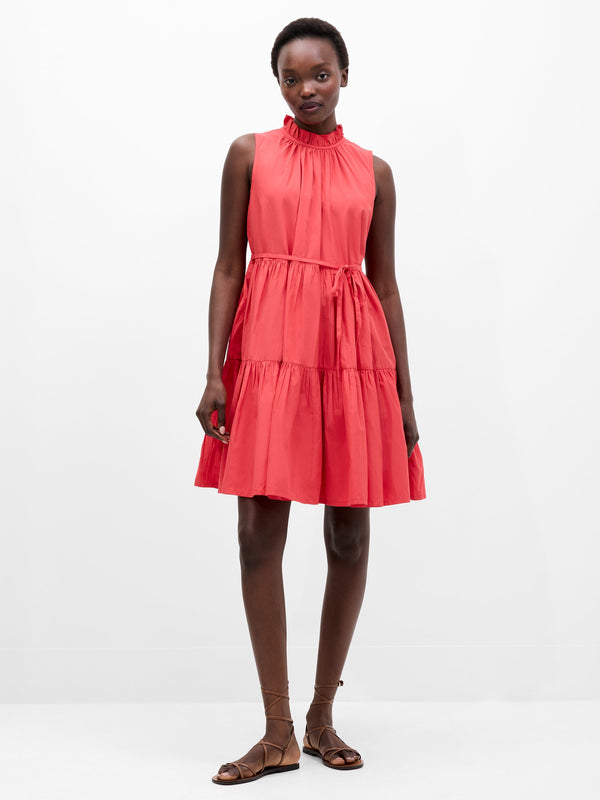 fcuk Tiered Poplin Dress Cayenne Red