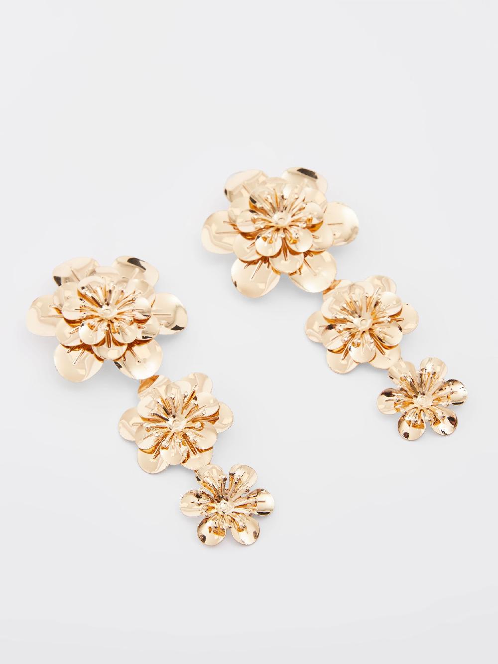 Fcuk Triple Flower Drop Earrings Gold