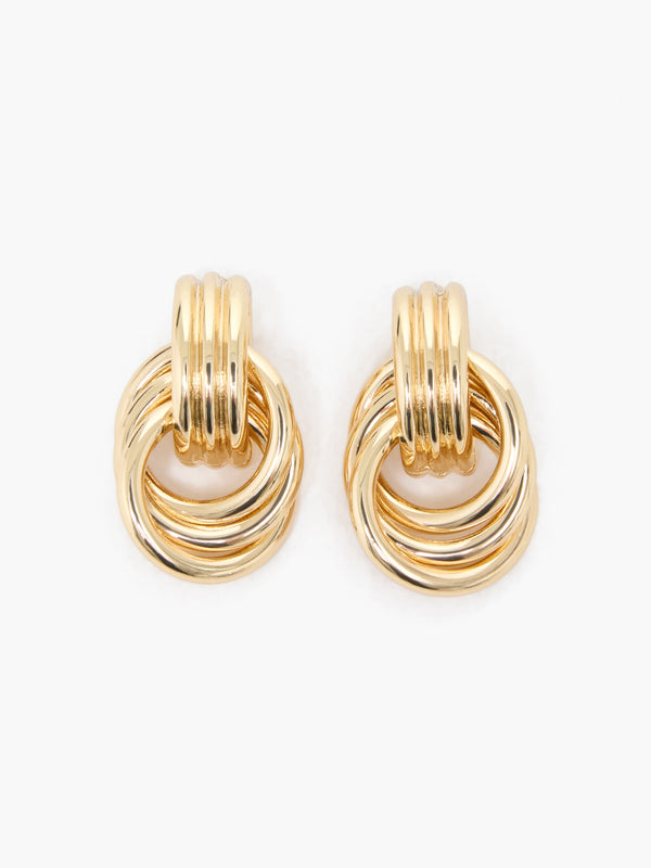 fcuk Triple Row Knot Earrings Warm Gold
