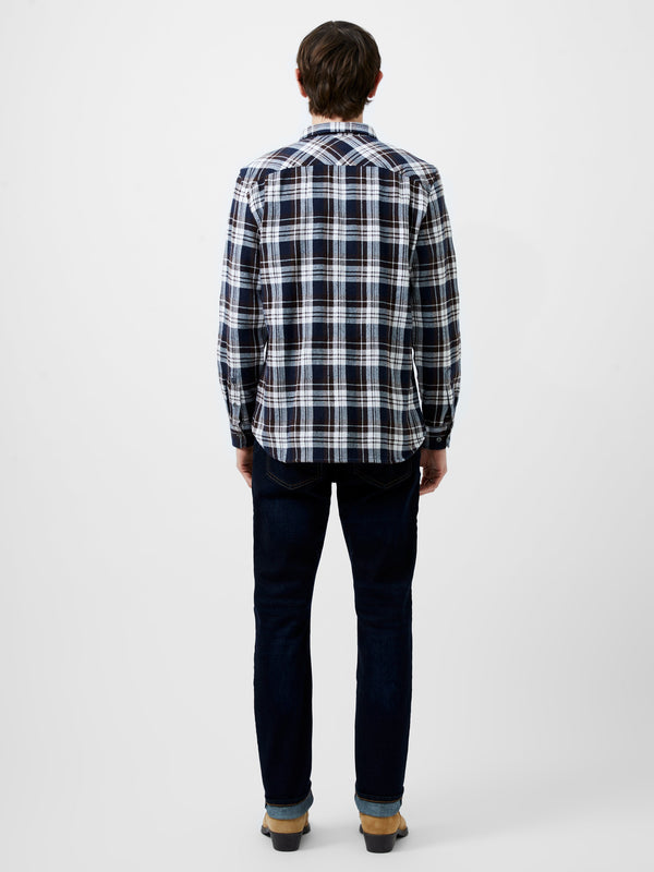 Fcuk Unbrushed Flannel Check Shirt Navy Check