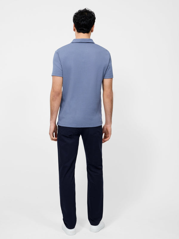 Fcuk Variated Rib Short Sleeve Polo Shirt Slate