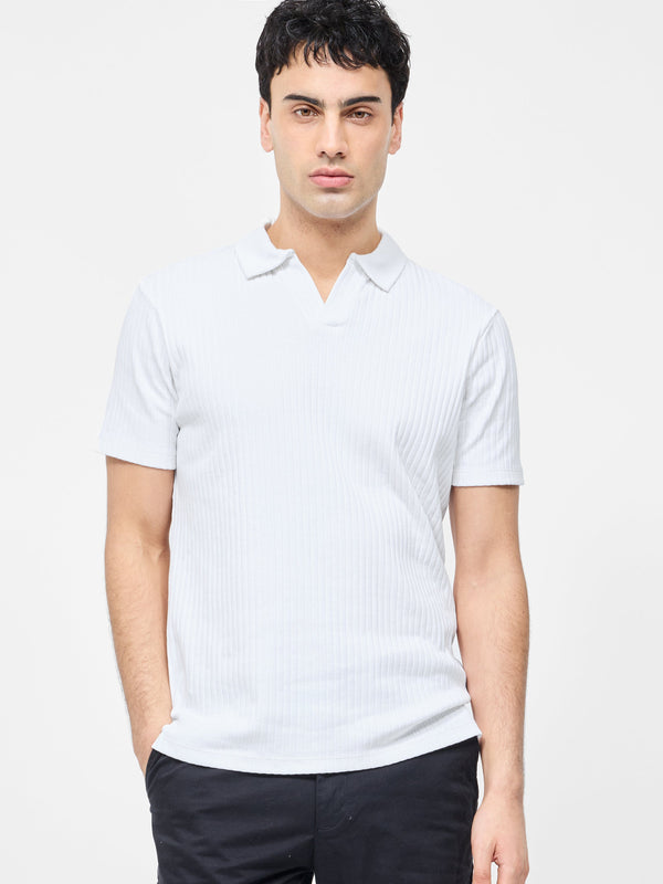 fcuk Variated Rib Short Sleeve Polo Shirt White