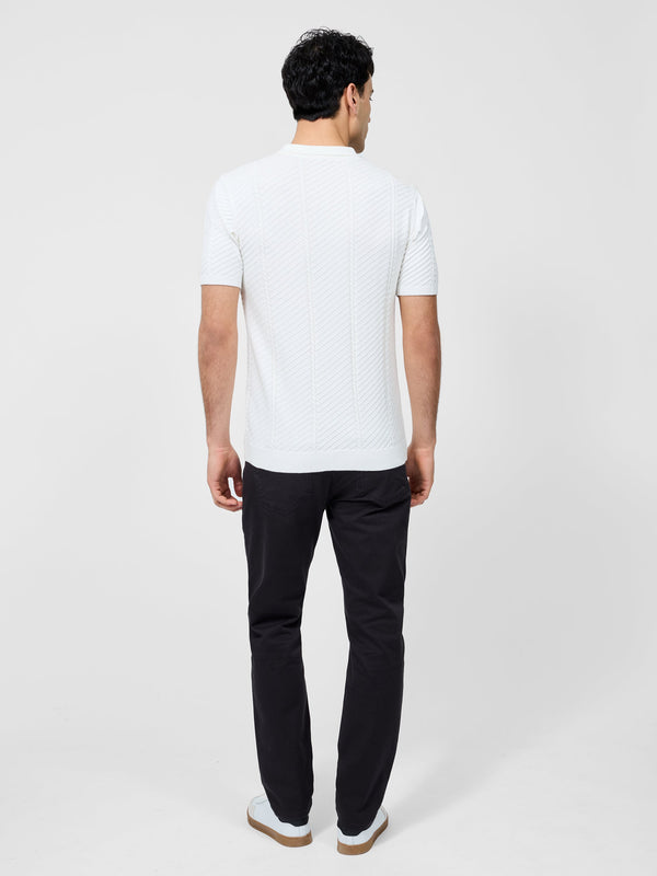 Fcuk Vertical Textured Stripe Polo Stone