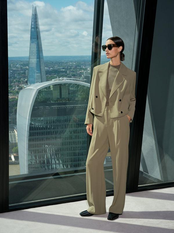 fcuk Vinnie Suiting Pleated Trousers Washed Khaki