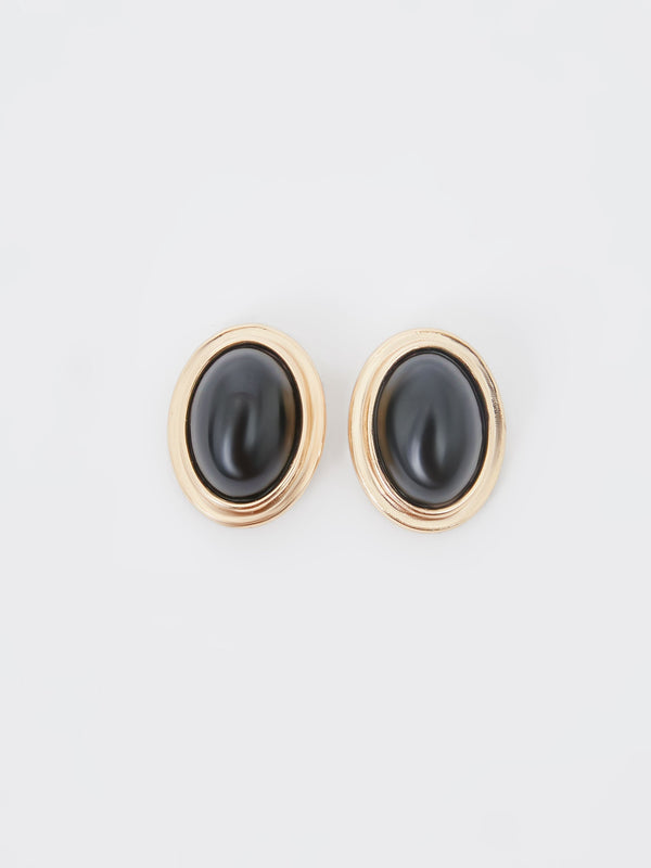 fcuk Vintage Look Oval Studs Gold/Black