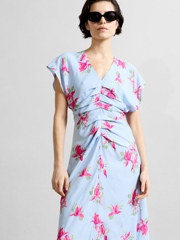 Fcuk Vivienne Eco Viscose Front Dress Sky Blue