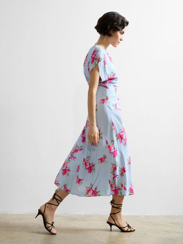 Fcuk Vivienne Eco Viscose Front Dress Sky Blue