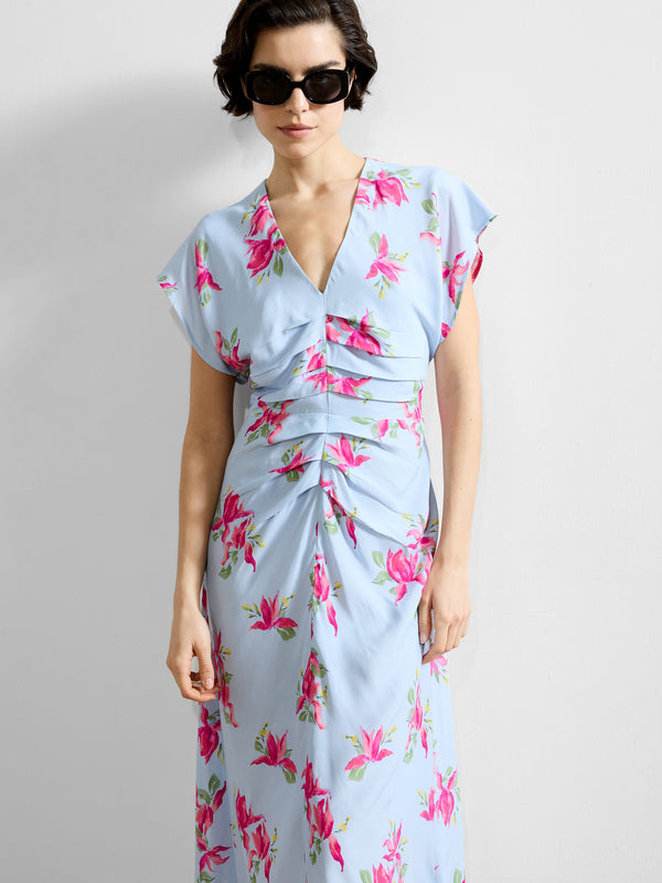 Fcuk Vivienne Eco Viscose Front Dress Sky Blue