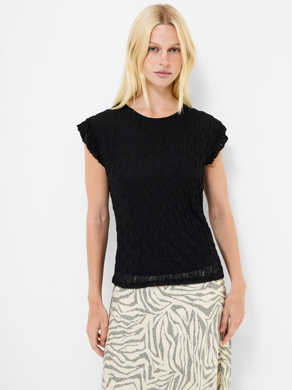 fcuk Wanda Textured Jersey Peplum Top Blackout