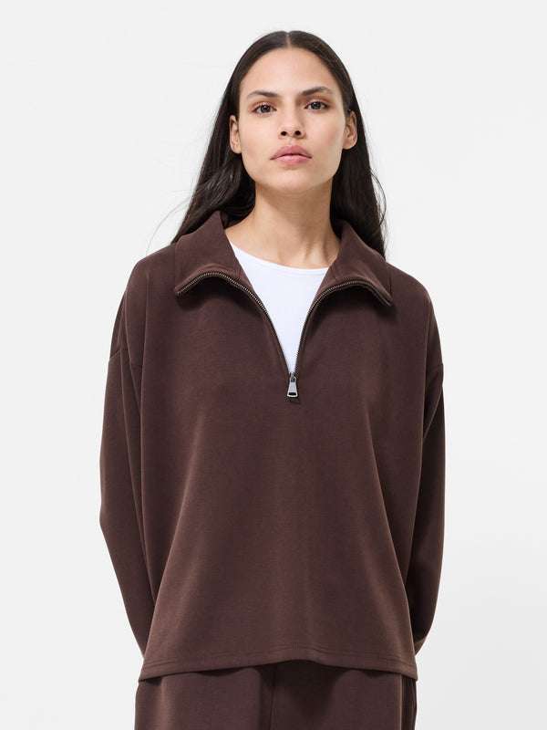 fcuk Wren Half Zip Sweater Bitter Chocolate