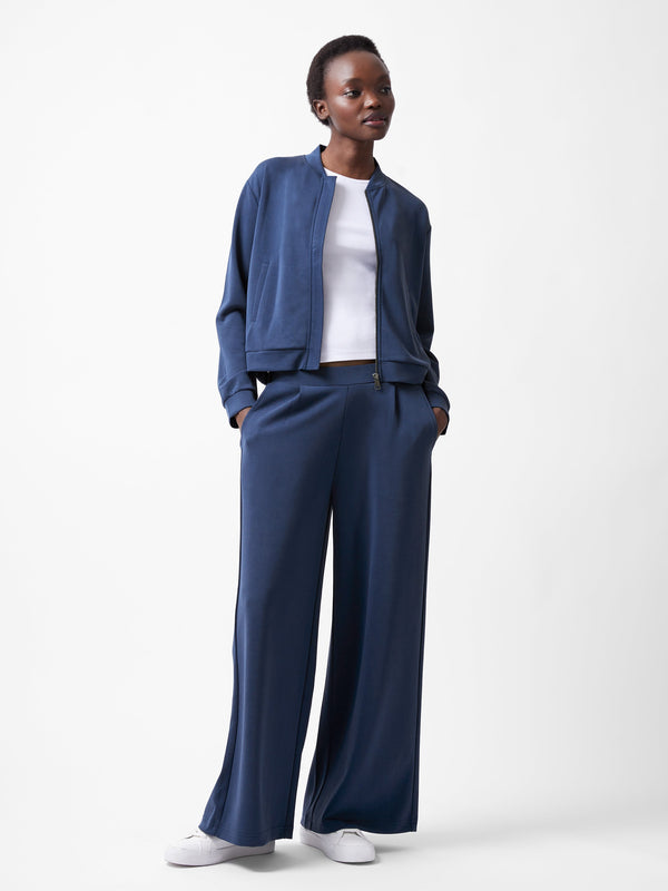 Fcuk Wren Zip Through Bomber Jacket Midnight Blue