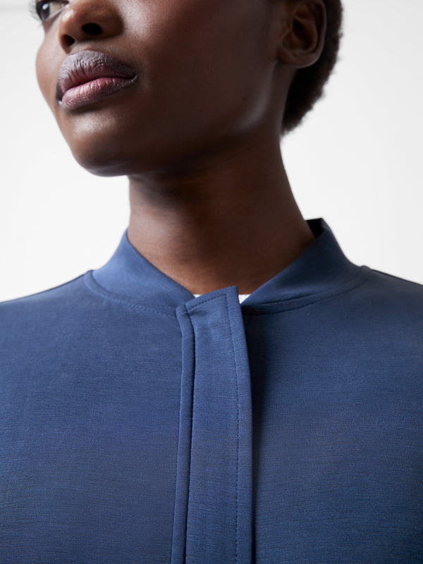 Fcuk Wren Zip Through Bomber Jacket Midnight Blue