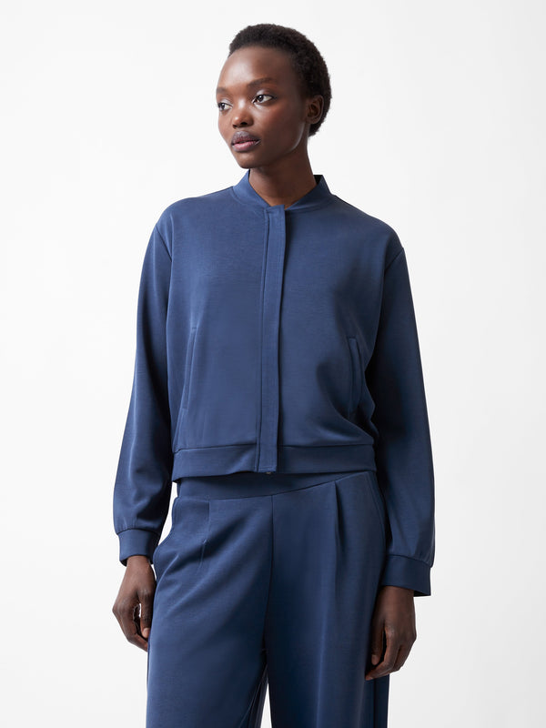 fcuk Wren Zip Through Bomber Jacket Midnight Blue