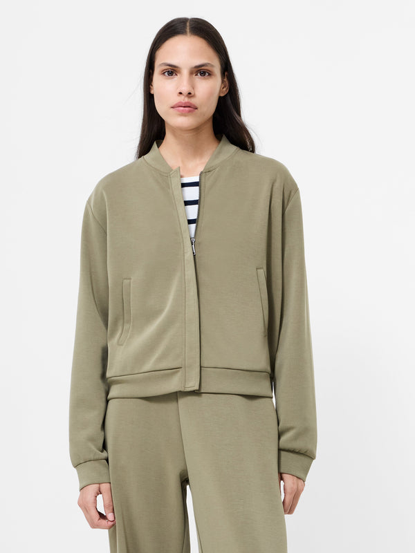 Fcuk Wren Zip Through Bomber Jacket Washed Khaki