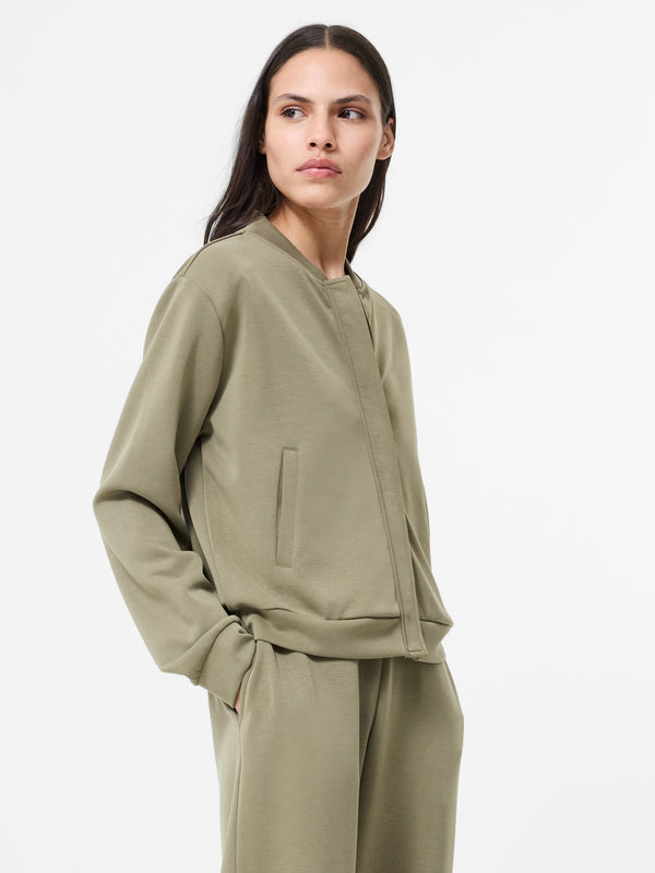 fcuk Wren Zip Through Bomber Jacket Washed Khaki