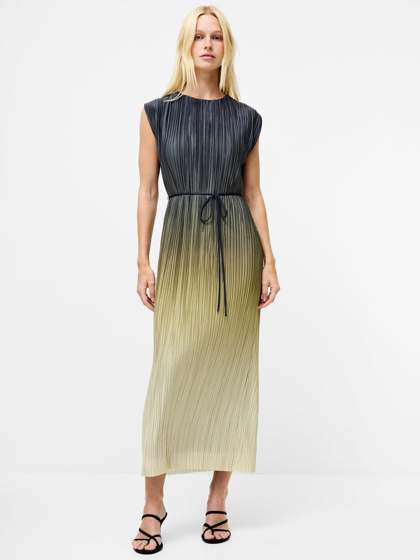 fcuk Xena Pleated Ombre Midi Dress Khaki Ombre