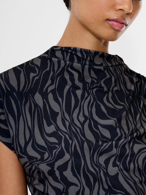 Fcuk Zaria Zina Jersey Top Washed Khaki/Blk