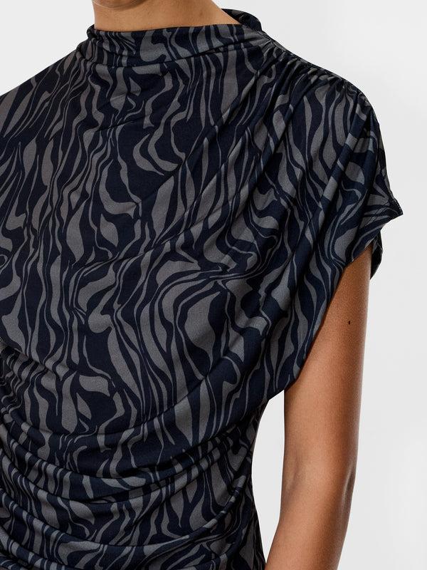 Fcuk Zaria Zina Jersey Top Washed Khaki/Blk