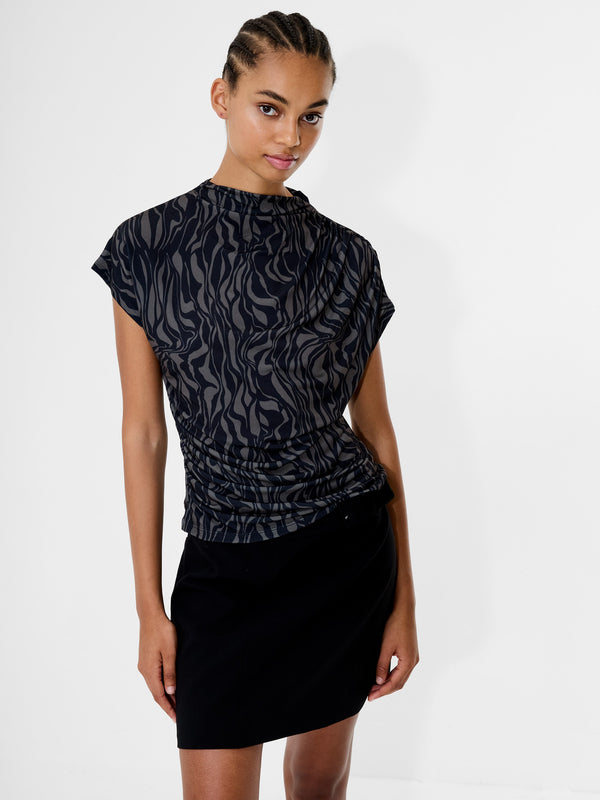 fcuk Zaria Zina Jersey Top Washed Khaki/Blk