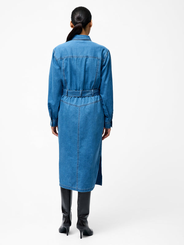 Fcuk Zaves Chambray Denim Midi Dress Vintage